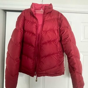 LL Bean Dark Red/pink Goose down Insulated Coat